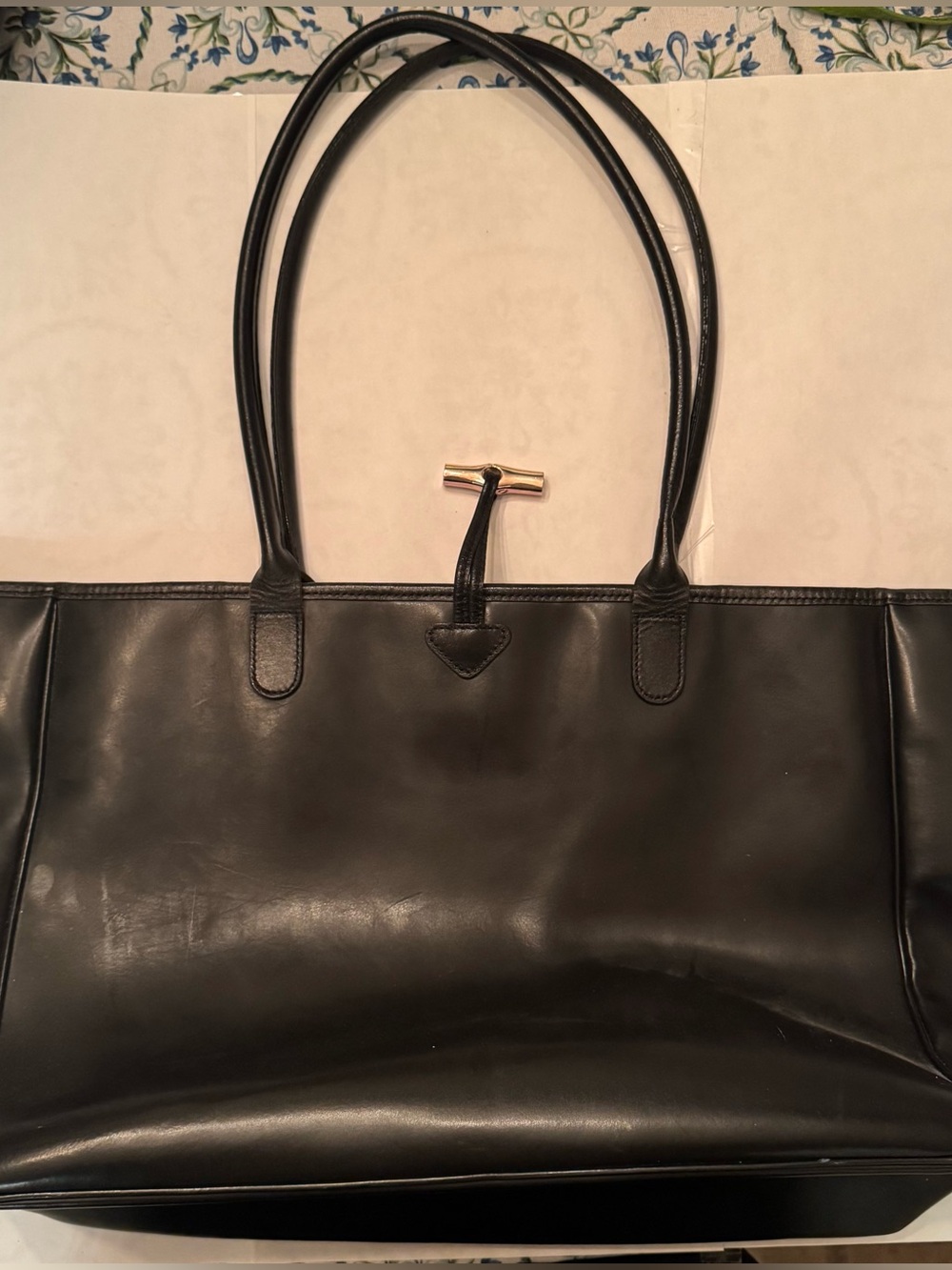 Longchamp Luxury Classic Black Leather Tote Bag - Picture 3 of 3